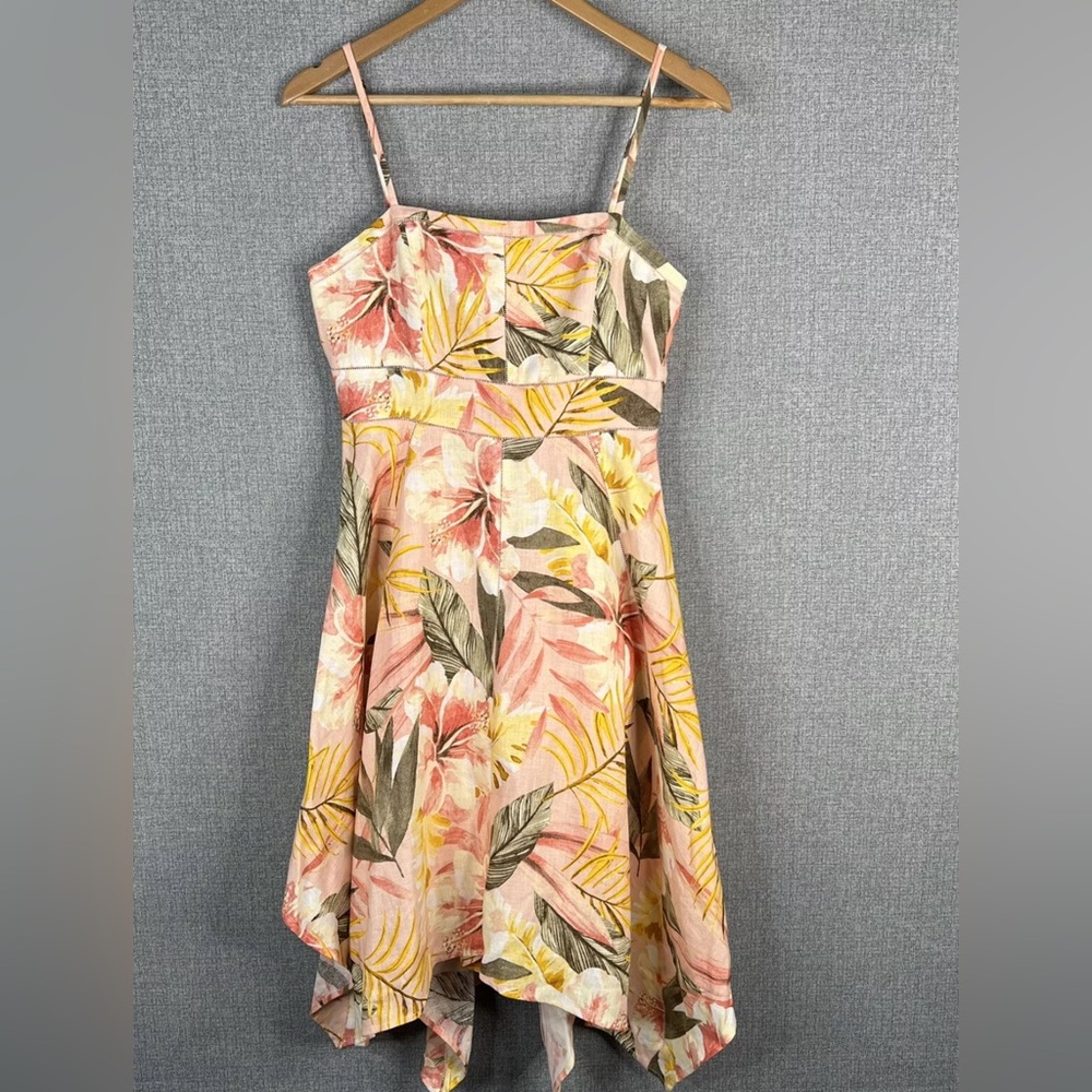 JOIE Dress Womens Size 4 Floral Linen Fit Flare Tank Dress